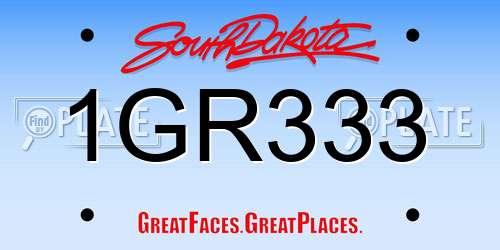 1GR333 South Dakota License Plate