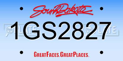 1GS2827 South Dakota License Plate