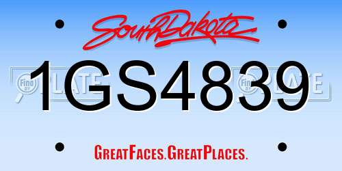 1GS4839 South Dakota License Plate