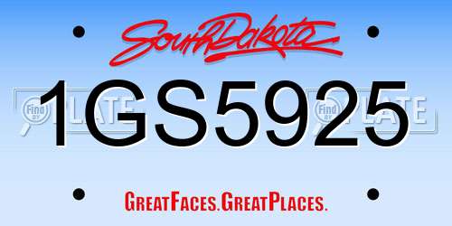 1GS5925 South Dakota License Plate