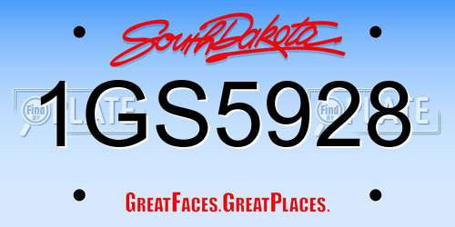 1GS5928 South Dakota License Plate
