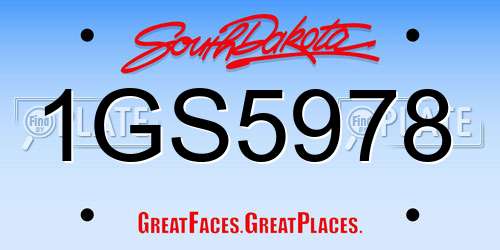 1GS5978 South Dakota License Plate