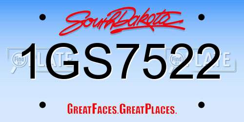 1GS7522 South Dakota License Plate