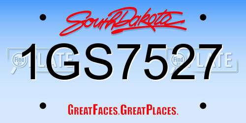 1GS7527 South Dakota License Plate