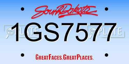 1GS7577 South Dakota License Plate
