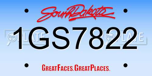 1GS7822 South Dakota License Plate