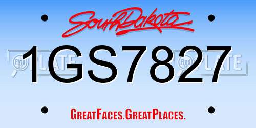 1GS7827 South Dakota License Plate