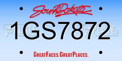 1GS7872 South Dakota License Plate