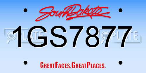 1GS7877 South Dakota License Plate