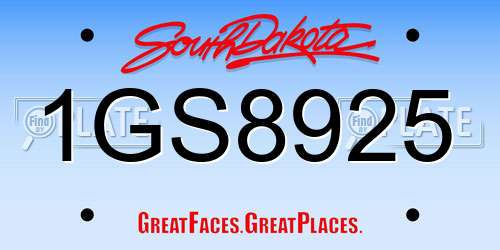 1GS8925 South Dakota License Plate