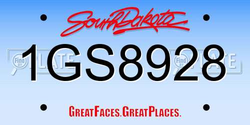 1GS8928 South Dakota License Plate