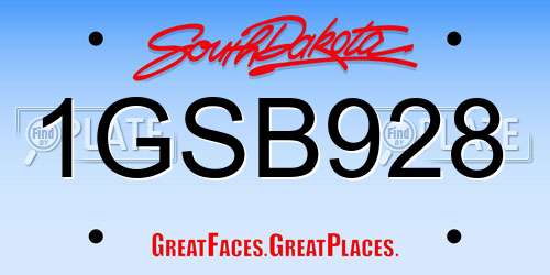 1GSB928 South Dakota License Plate