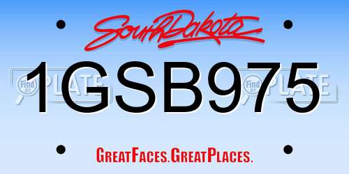 1GSB975 South Dakota License Plate