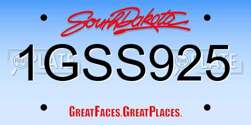 1GSS925 South Dakota License Plate