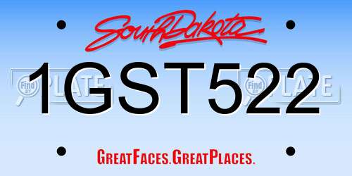 1GST522 South Dakota License Plate