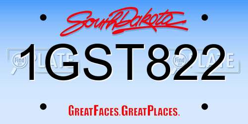 1GST822 South Dakota License Plate