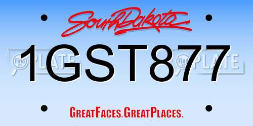 1GST877 South Dakota License Plate