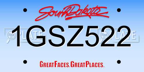 1GSZ522 South Dakota License Plate