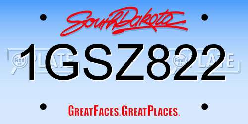 1GSZ822 South Dakota License Plate