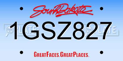 1GSZ827 South Dakota License Plate
