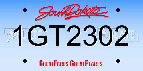 1GT2302 South Dakota License Plate