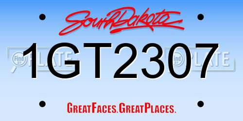 1GT2307 South Dakota License Plate