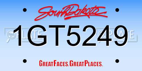 1GT5249 South Dakota License Plate