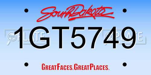 1GT5749 South Dakota License Plate