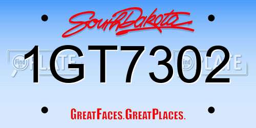 1GT7302 South Dakota License Plate