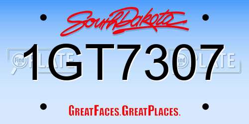 1GT7307 South Dakota License Plate