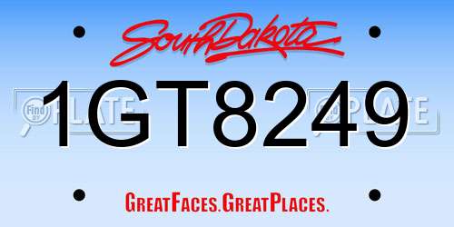1GT8249 South Dakota License Plate