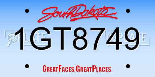 1GT8749 South Dakota License Plate