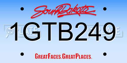 1GTB249 South Dakota License Plate
