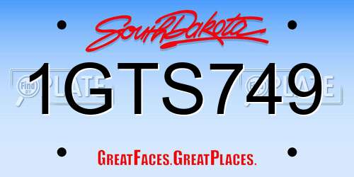 1GTS749 South Dakota License Plate