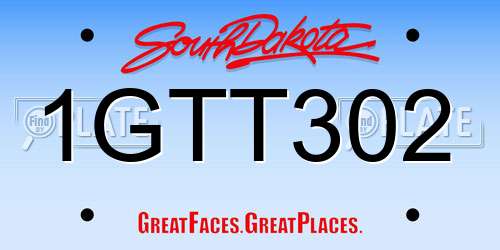 1GTT302 South Dakota License Plate