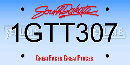1GTT307 South Dakota License Plate