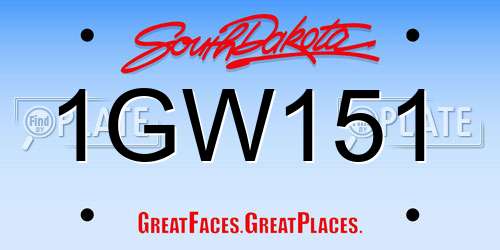 1GW151 South Dakota License Plate