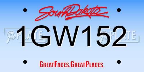 1GW152 South Dakota License Plate