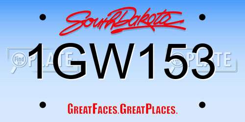 1GW153 South Dakota License Plate