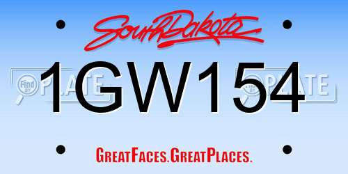 1GW154 South Dakota License Plate