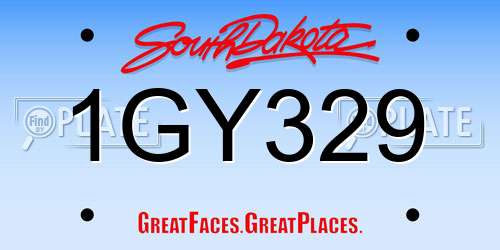1GY329 South Dakota License Plate