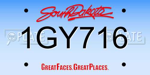 1GY716 South Dakota License Plate
