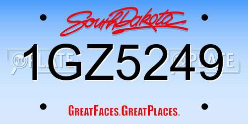 1GZ5249 South Dakota License Plate