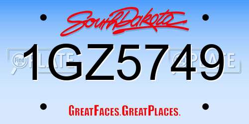 1GZ5749 South Dakota License Plate