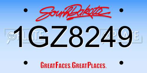 1GZ8249 South Dakota License Plate