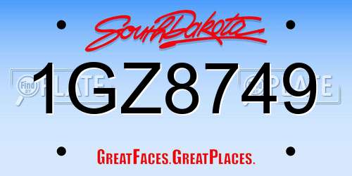 1GZ8749 South Dakota License Plate