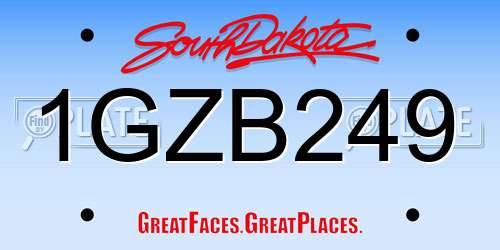 1GZB249 South Dakota License Plate