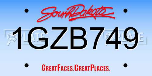 1GZB749 South Dakota License Plate