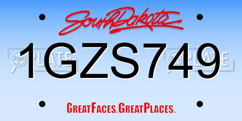 1GZS749 South Dakota License Plate