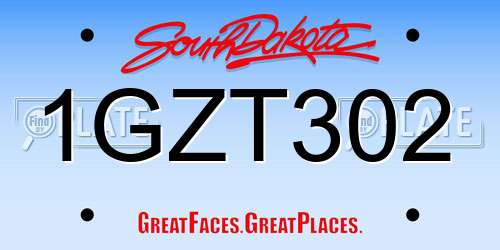 1GZT302 South Dakota License Plate